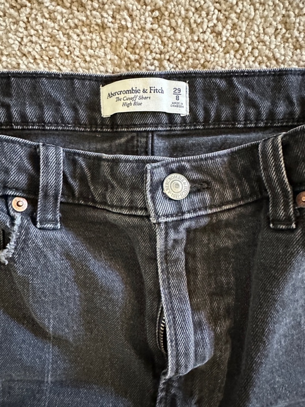 Abercrombie High-Rise Black Denim Cutoff Shorts - Picture 3 of 3